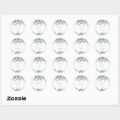Elegant Dusty blue bruiloft gunt Klassieke Ronde S Sticker (Vel)
