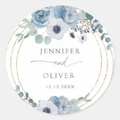 Elegant Dusty blue bruiloft gunt Klassieke Ronde S Sticker (Voorkant)