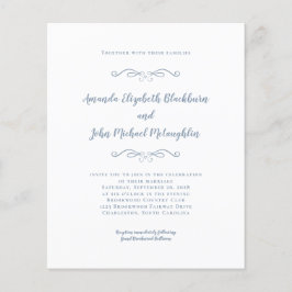 Elegant Dusty Blue Budget Chic Wedding Uitnodiging