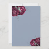 Elegant Dusty Blue Burgundy Floral Wedding Kaart (Achterkant)