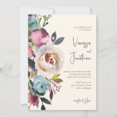 Elegant Dusty Blue Burgundy Ivory Floral Kaart (Voorkant)