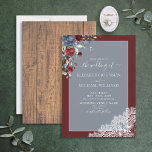 Elegant Dusty Blue Burgundy Wood Weduwschap Kaart<br><div class="desc">Oh, we zijn zo blij met deze elegante, stoffige blauwe bogundie, rustige trouwuitnodiging! Het was niet makkelijk om op te komen met een robuust, dubieus blauw, schokkend design dat we aan onze esthetische eisen hadden voldaan, maar toen deden we het, en nu zijn we verliefd! Een deel van een trouwsuite...</div>