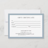 Elegant Dusty Blue Business Gift Certificate Logo (Voorkant)