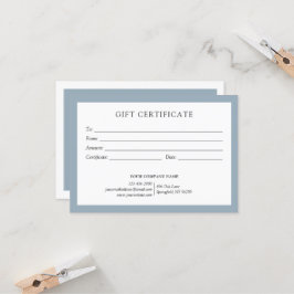 Elegant Dusty Blue Business Gift Certificate Logo