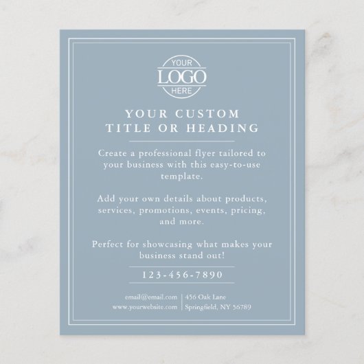 Elegant Dusty Blue Business Logo Promotional Flyer (Voorkant)
