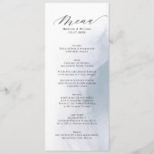 Elegant Dusty Blue Calligrafie Script bruiloft Menu (Voorkant)