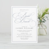 Elegant Dusty Blue Calligraphy Bridal Brunch Kaart (Staand voorkant)