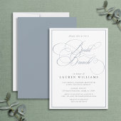 Elegant Dusty Blue Calligraphy Bridal Brunch Kaart