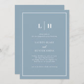 Elegant Dusty Blue Calligraphy Engagement Party Kaart (Voorkant / Achterkant)