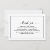 Elegant Dusty Blue Calligraphy Funeral Bedankt (Voorkant)