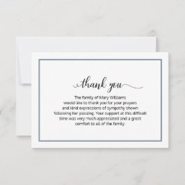 Elegant Dusty Blue Calligraphy Funeral Bedankt