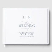 Elegant Dusty Blue Calligraphy Monogram Gastenboek (Voorkant)