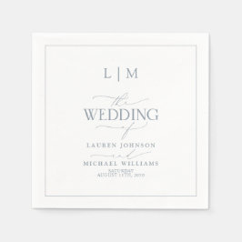 Elegant Dusty Blue Calligraphy Monogram Wedding Servet