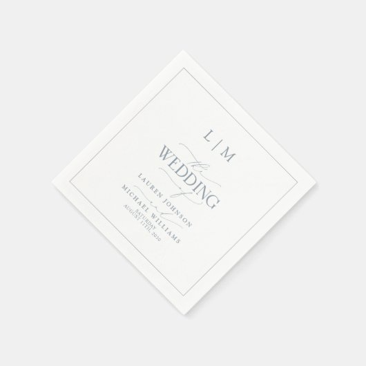 Elegant Dusty Blue Calligraphy Monogram Wedding Servet (Hoek)