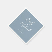 Elegant Dusty Blue Calligraphy Names Wedding Servet (Hoek)