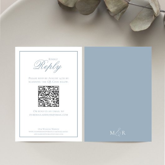 Elegant Dusty Blue Calligraphy Script RSVP