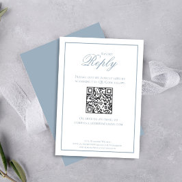 Elegant Dusty Blue Calligraphy Script RSVP Kaartje