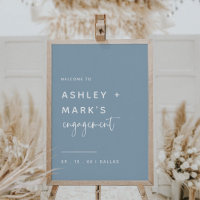 Elegant Dusty Blue Calligraphy Verloving Welcome