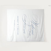 Elegant Dusty Blue Calligraphy Weddenschap Welcome Wandkleed (Voorkant (horizontaal))