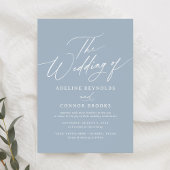 Elegant Dusty Blue Calligraphy Wedding Kaart