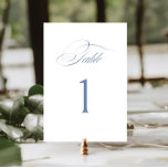 Elegant Dusty Blue Calligraphy Wedding Kaart<br><div class="desc">Klassieke trouwtafel nummer kaart met elegante stoffige blauwe kalligrafie.</div>