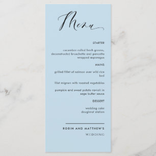 Elegant Dusty Blue Calligraphy Wedding / Reception Menu