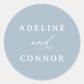Elegant Dusty Blue Calligraphy Wedding Ronde Sticker (Voorkant)