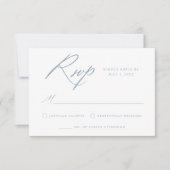 Elegant Dusty Blue Calligraphy Wedding RSVP Kaartje (Voorkant)