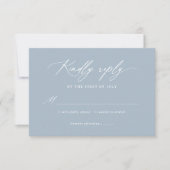 Elegant Dusty Blue Calligraphy Wedding RSVP Kaartje (Voorkant)