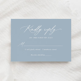 Elegant Dusty Blue Calligraphy Wedding RSVP Kaartje