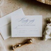 Elegant Dusty Blue Calligraphy Wedding RSVP Kaartje
