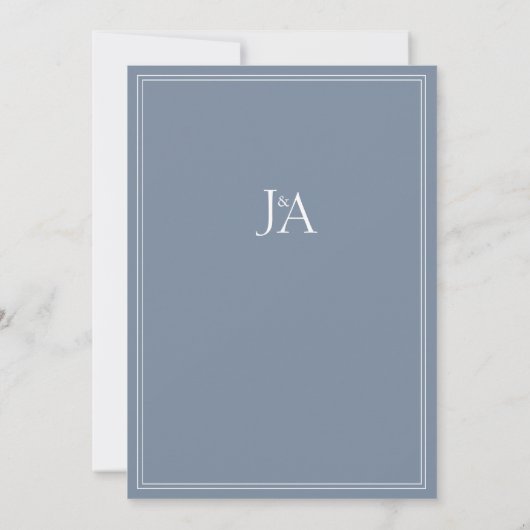 Elegant Dusty Blue Classic Initialen Bruiloft Kaart (Achterkant)