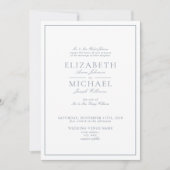 Elegant Dusty Blue Classic Script Details Wedding Kaart (Voorkant)