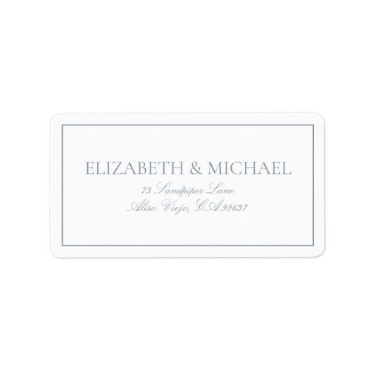 Elegant Dusty Blue Classic Script Etiket (Voorkant)