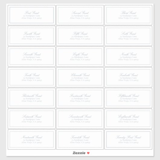 Elegant Dusty Blue Classic Script Guest Address Sticker (Vel)