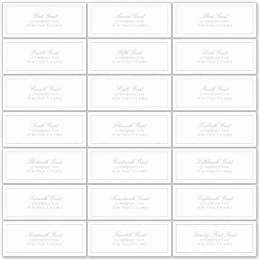 Elegant Dusty Blue Classic Script Guest Address Sticker (Voorkant)
