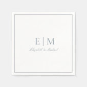Elegant Dusty Blue Classic Script Monogram Weddens Servet (Voorkant)