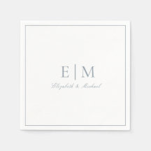 Elegant Dusty Blue Classic Script Monogram Weddens