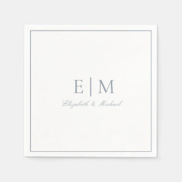 Elegant Dusty Blue Classic Script Monogram Weddens Servet