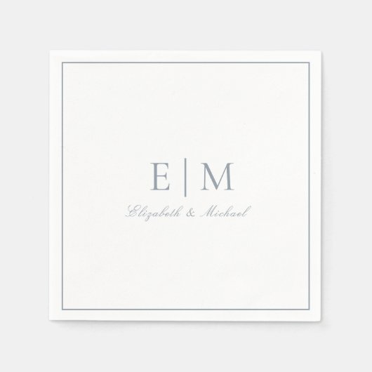 Elegant Dusty Blue Classic Script Monogram Weddens Servet (Voorkant)