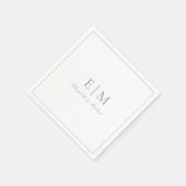 Elegant Dusty Blue Classic Script Monogram Weddens Servet (Hoek)