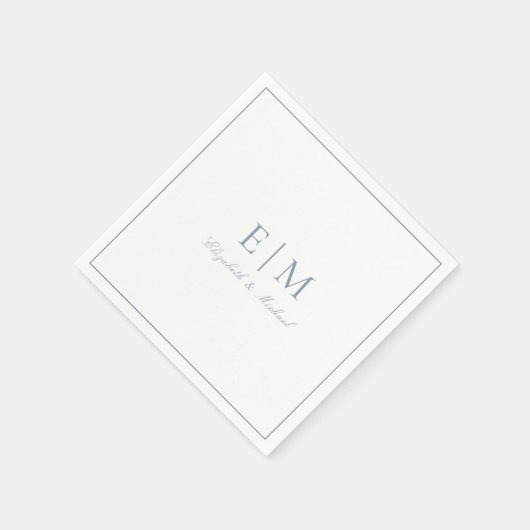 Elegant Dusty Blue Classic Script Monogram Weddens Servet (Hoek)
