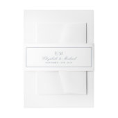 Elegant Dusty Blue Classic Script Monogram Weddens Uitnodigingen Wikkel (Voorkant Voorbeeld)