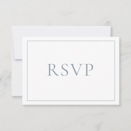 Elegant Dusty Blue Classic Script RSVP Kaartje (Voorkant)