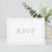 Elegant Dusty Blue Classic Script RSVP Kaartje (Staand voorkant)