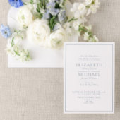 Elegant Dusty Blue Classic Script Wedding Kaart