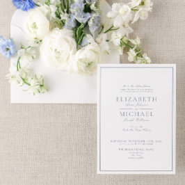 Elegant Dusty Blue Classic Script Wedding Kaart