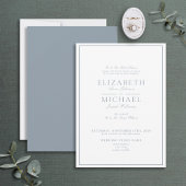 Elegant Dusty Blue Classic Script Wedding Kaart