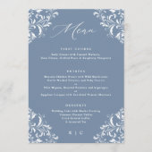 Elegant Dusty Blue Classic Wedding Menu (Voorkant)
