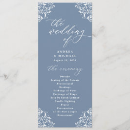 Elegant Dusty Blue  Classic Wedding Programmakaart